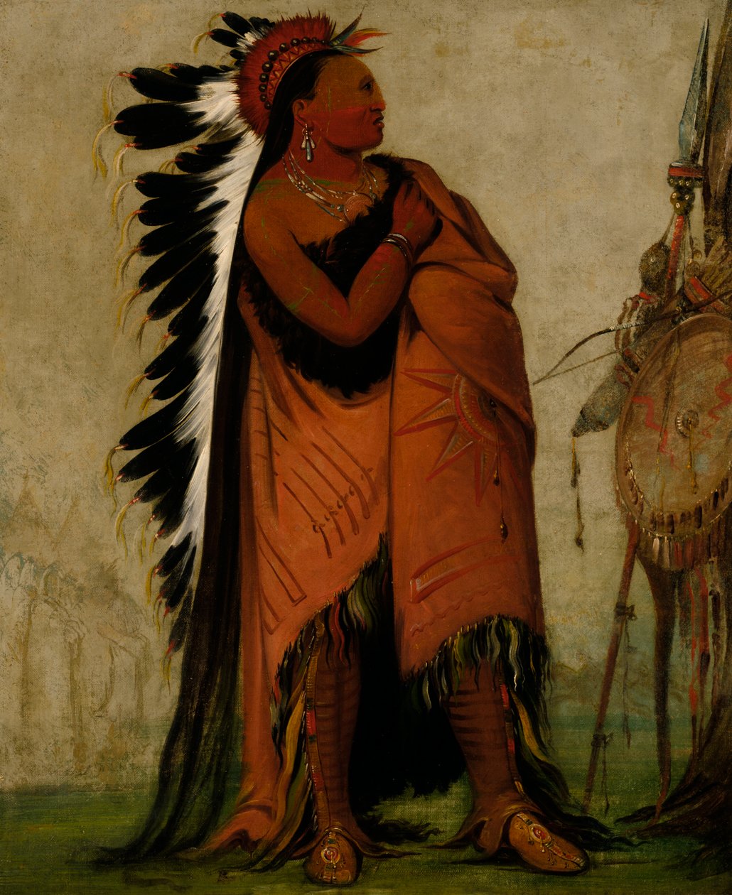 Eé-hee-a-duck-cée-a, Ten, kdo si předtím svázal vlasy, 1832. od George Catlin