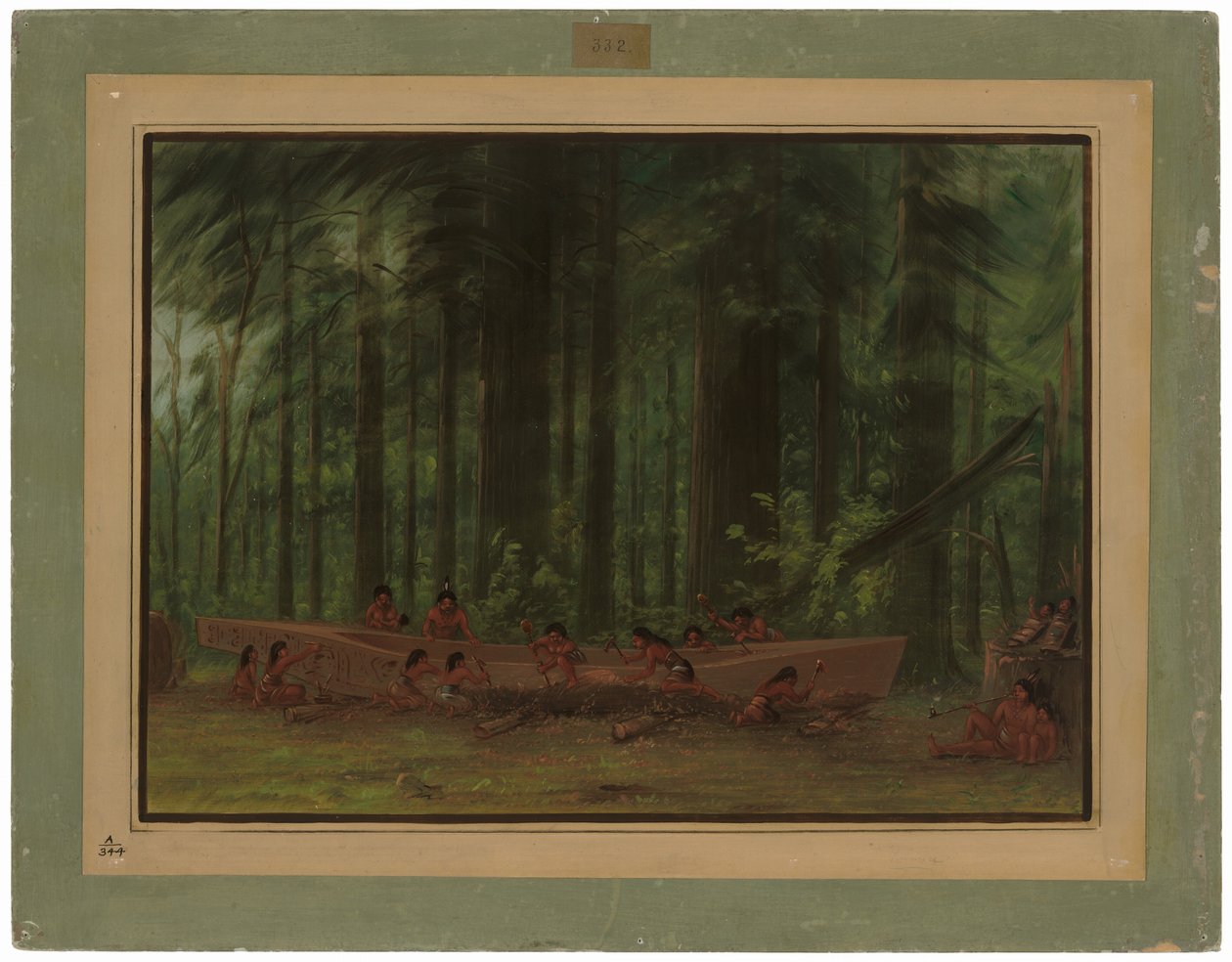 Výkop kánoe - Indiáni Nayas od George Catlin