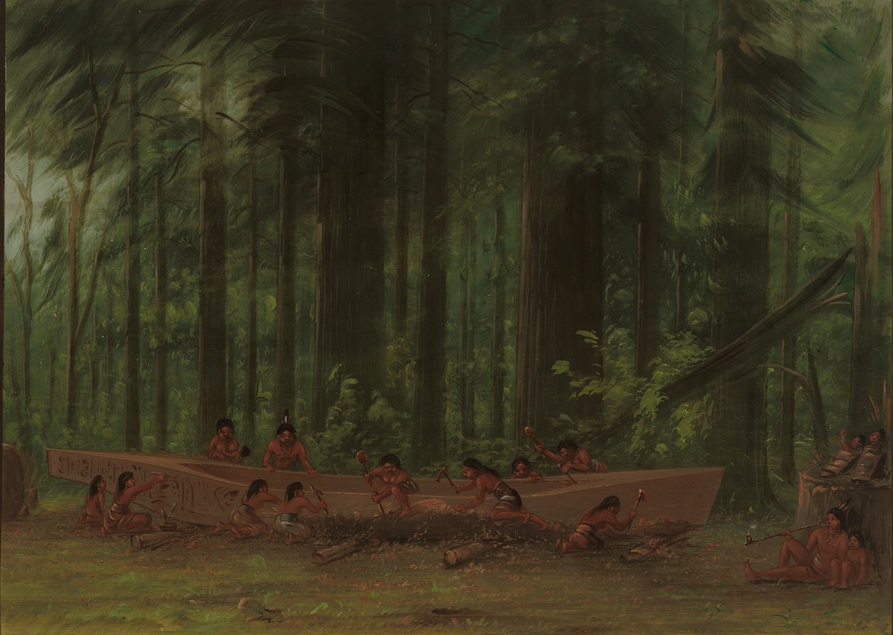 Výkop na kánoi - Indiáni Nayas, 18551869. od George Catlin