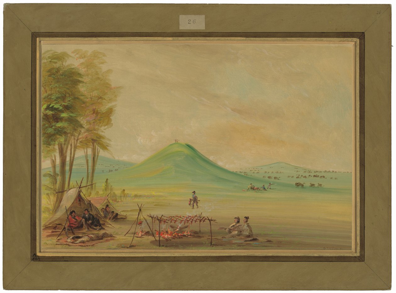 Expedice utábořená na texaské prérii.  Duben 1686 od George Catlin