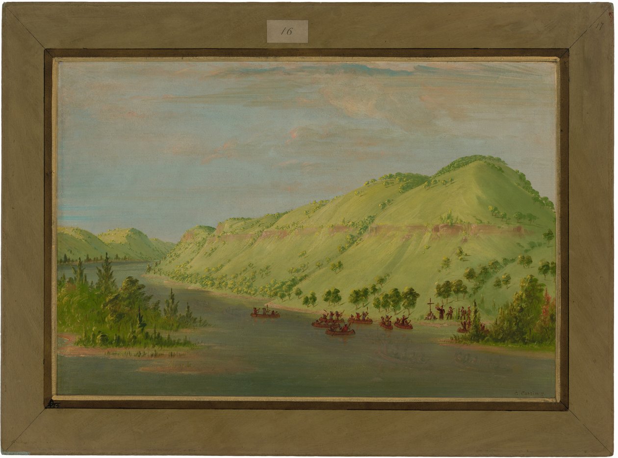Otec Hennepin opouští Mississippi, aby se připojil k La Salleovi. 8. května 1680 od George Catlin