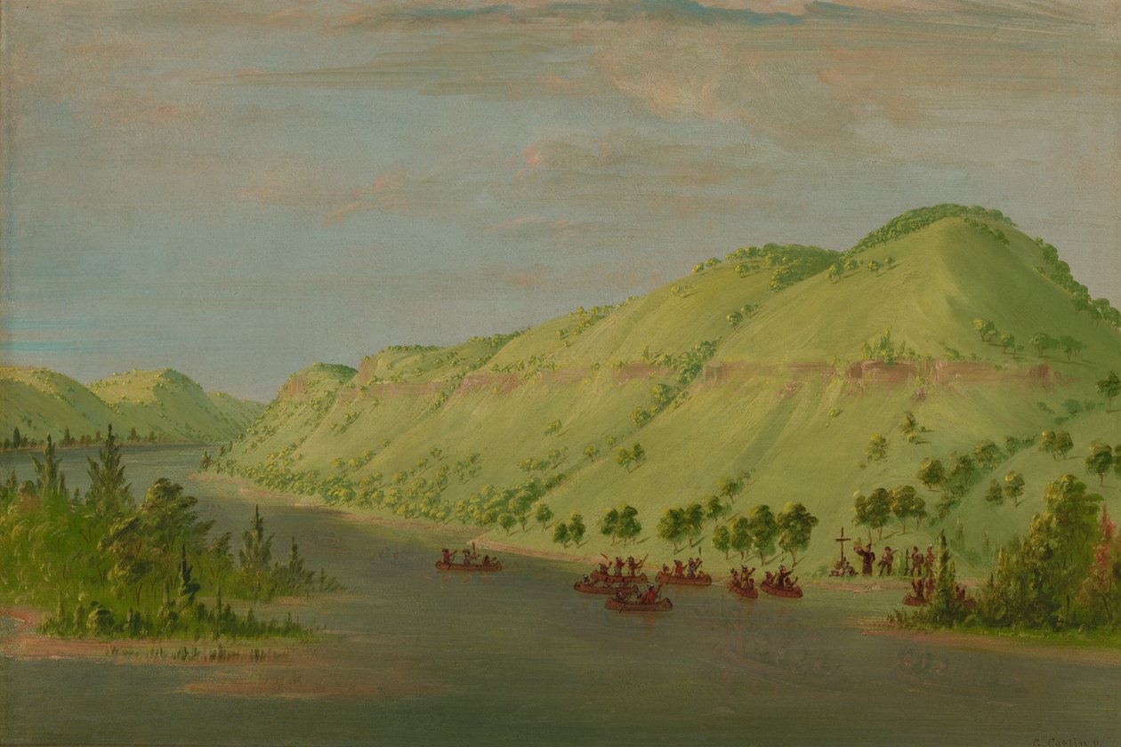 Otec Hennepin opouští Mississippi, aby se připojil k La Salle. 8. května 1680, 18471848. od George Catlin