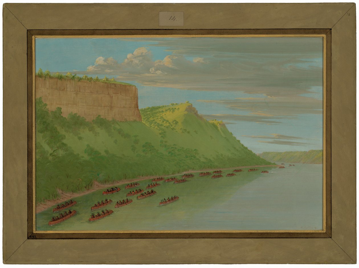 Otec Hennepin a společníci procházející mileneckým skokem. dubna 1680 od George Catlin