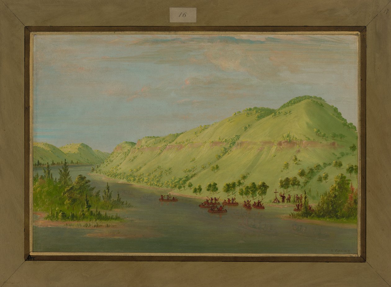 Otec Hennepin opouští Mississippi, aby se připojil k la Salle, 8. května 1680, 1847-48 od George Catlin