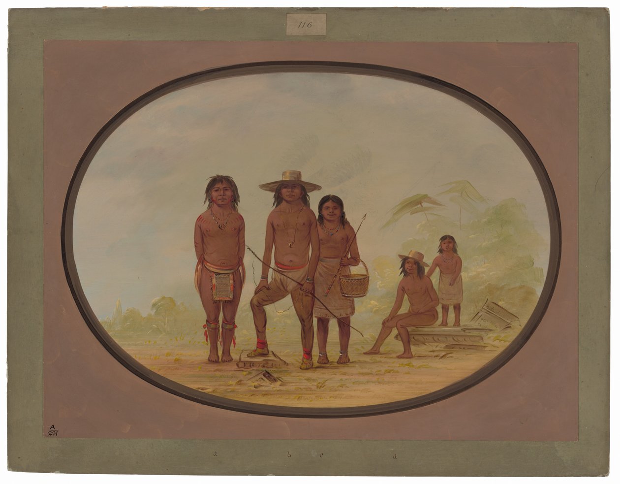 Pět indiánů Mayů od George Catlin