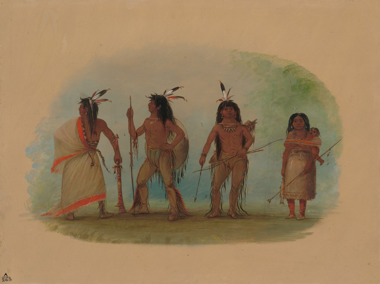 Čtyři indiáni Apachee, 18551869. od George Catlin