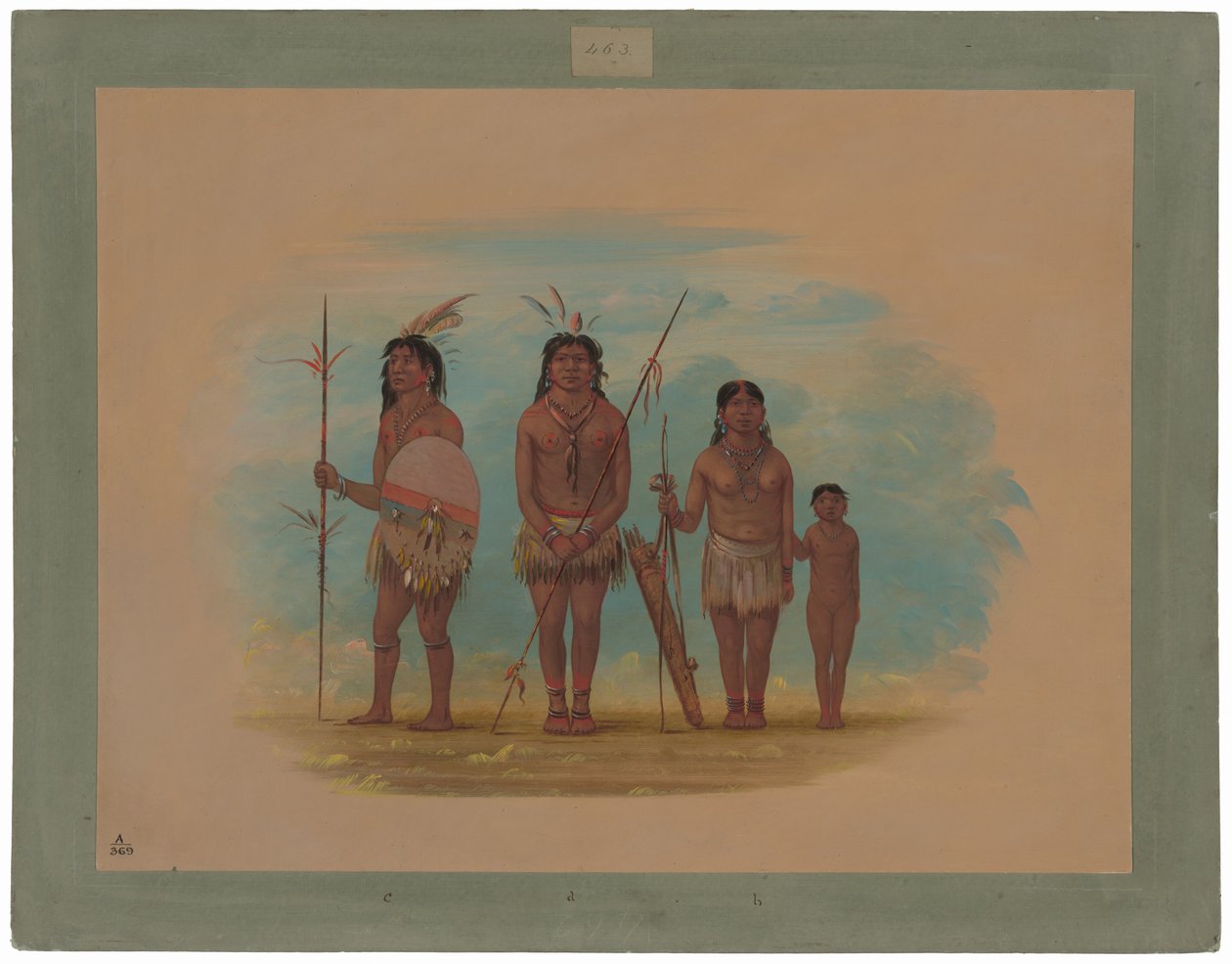 Čtyři indiáni Xingu od George Catlin