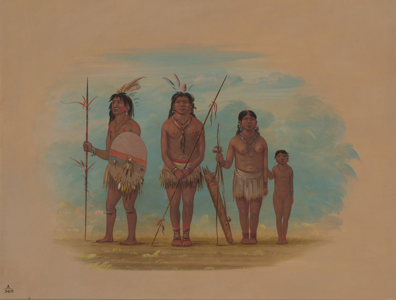 Čtyři indiáni Xingu, 18541869. od George Catlin