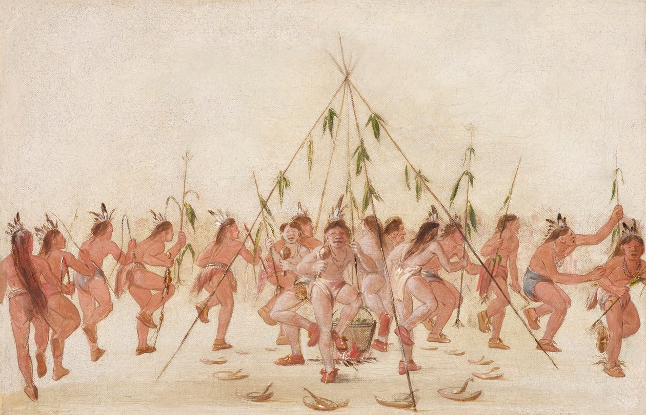 Tanec zelené kukuřice, Hidatsa od George Catlin