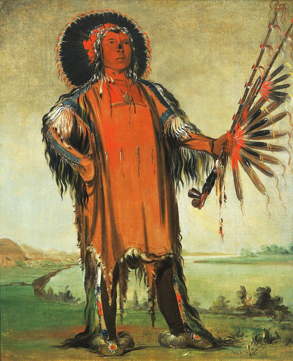 Ha-na-tá-nu-maúk, Vlčí náčelník, náčelník kmene od George Catlin