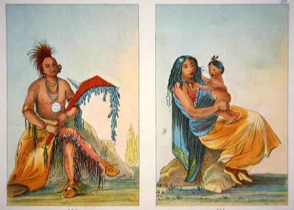 Hlavní náčelník Clermont a jeho manželka a dítě od George Catlin