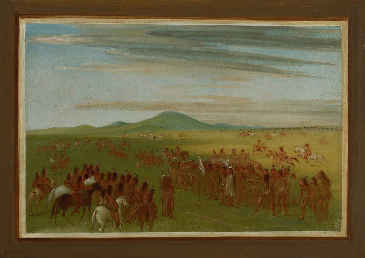 Dostihy na dráze za vesnicí Mandan od George Catlin