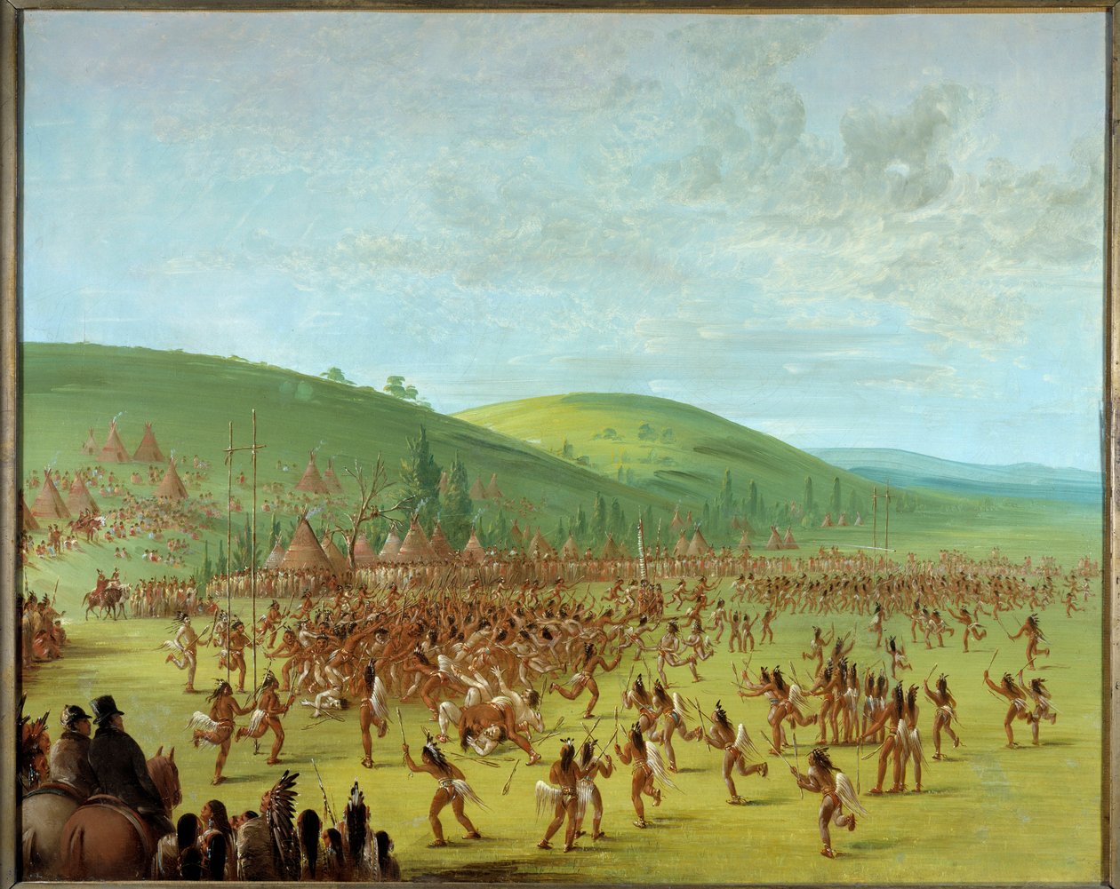 Indiáni Ameriky: „Hra s míčky mezi Indiány“ Obraz George Catlina (1794-1872) 1835 Blerancourt, Musee Franco American - Míčová hra domorodých Američanů. Obraz George Catlina (1794-1872) od George Catlin