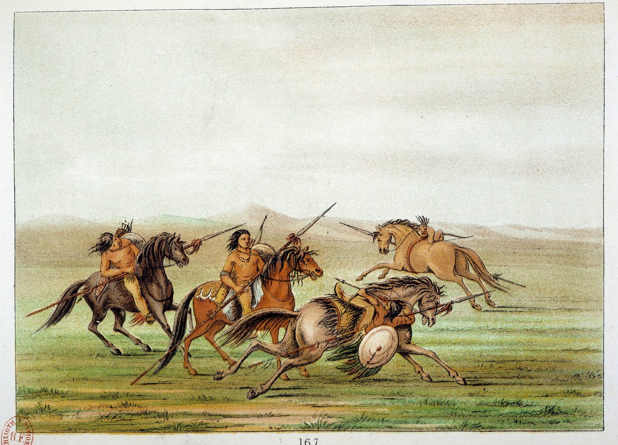 Indians of America: Warriors Commanders trénující na koni. Ilustrace George Catlin (1794-1872) od George Catlin
