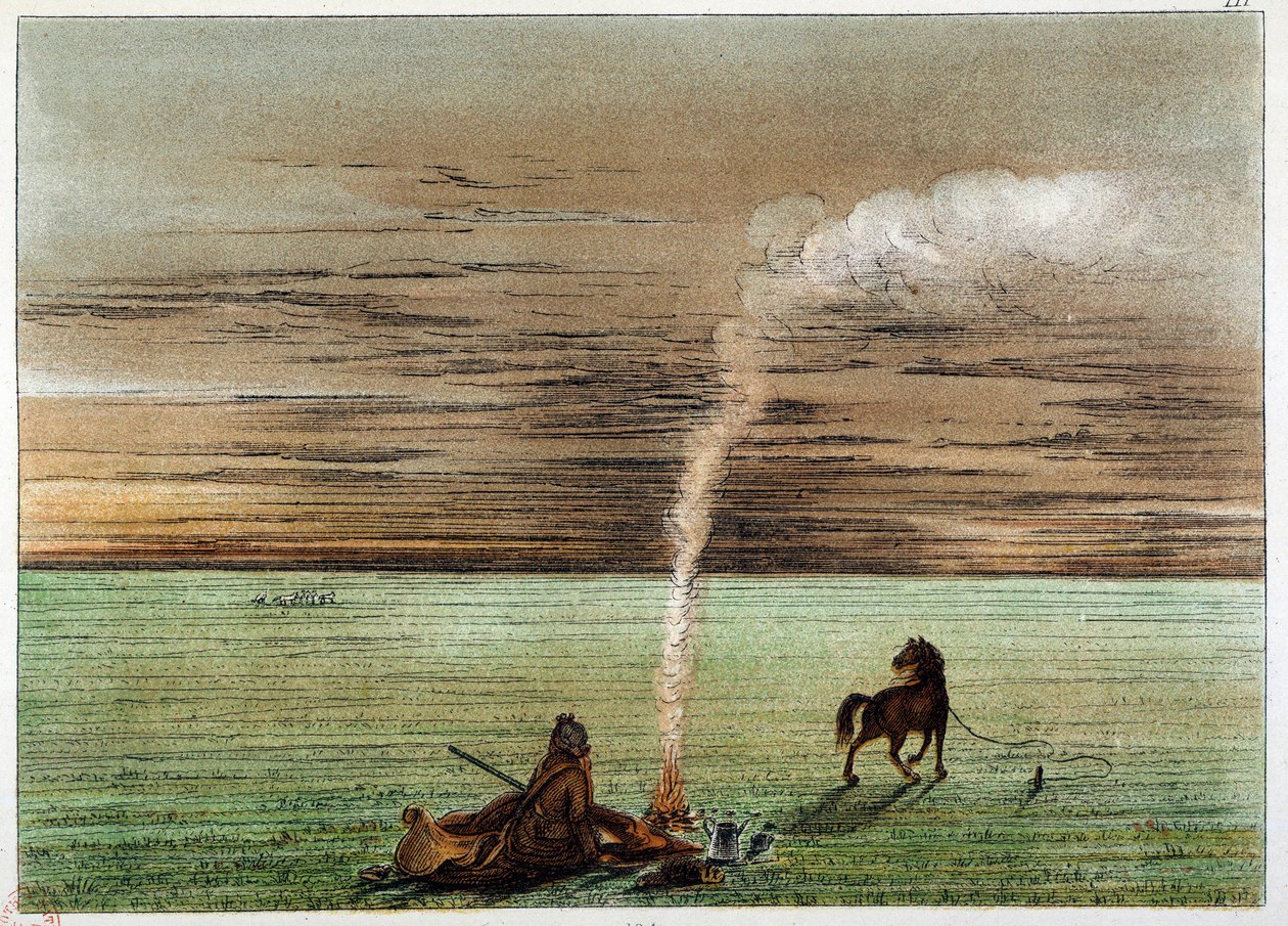 Indiáni Ameriky: Catlin maloval sám se svým koněm Charleym. Ilustrace George Catlin (1794-1872) od George Catlin
