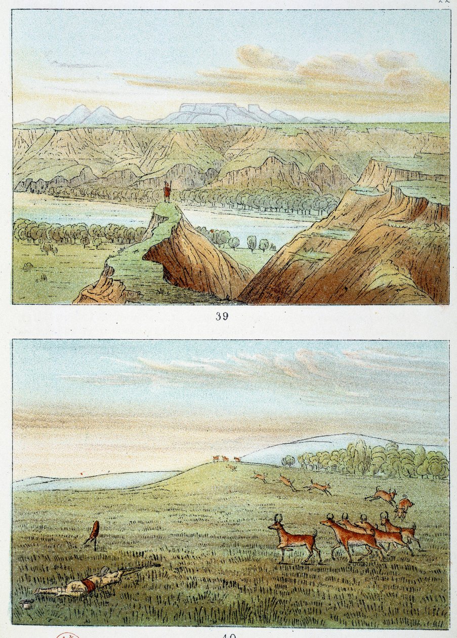 Indiáni Ameriky: hon na antilopu Gravírování od George Catlina (1794-1872) od George Catlin