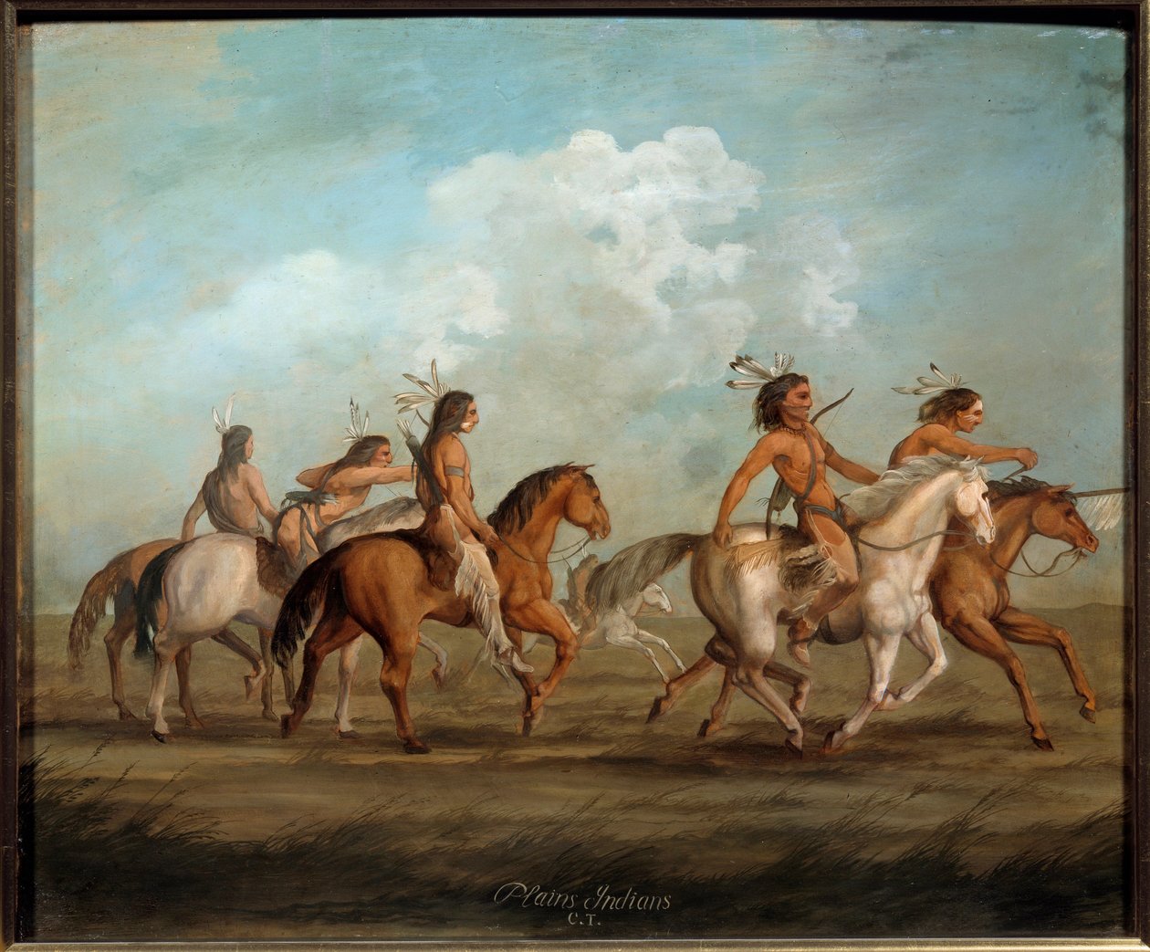 Indiáni na koni Malba od George Catlina (1794-1872) (ek.hořká.) 19. století La Rochelle, Musee du Nouveau Monde - Domorodí Američané na koni. Obraz George Catlina (1794-1872) (Americká škola) od George Catlin