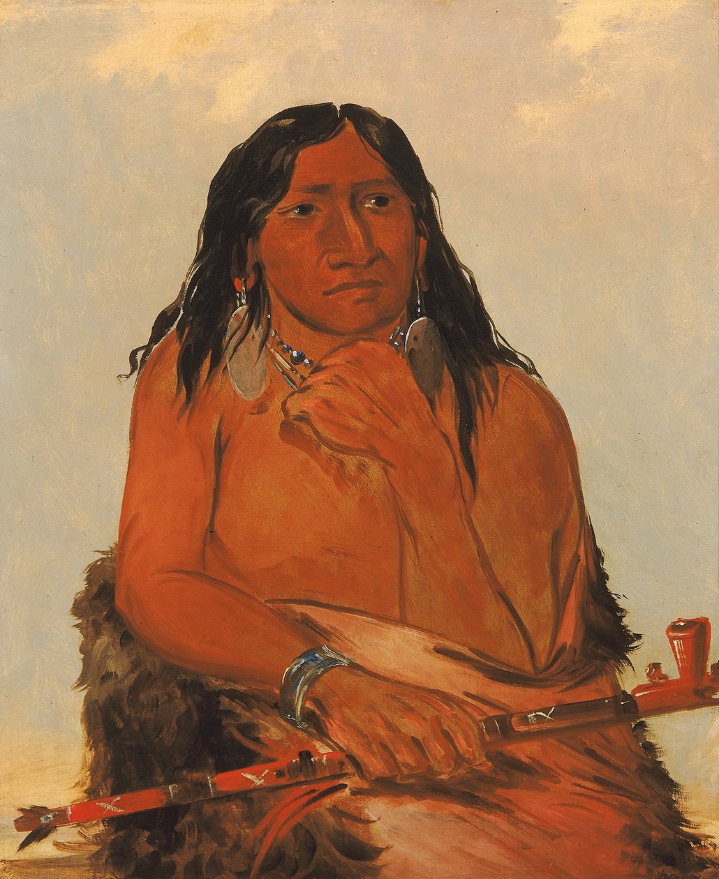 Is-sa-wáh-tám-ah, Vlk svázaný vlasy, náčelník od George Catlin