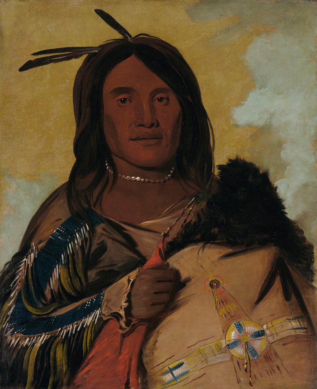Ka-pés-ka-da, Muž z mušle, oglalský odvážlivec od George Catlin