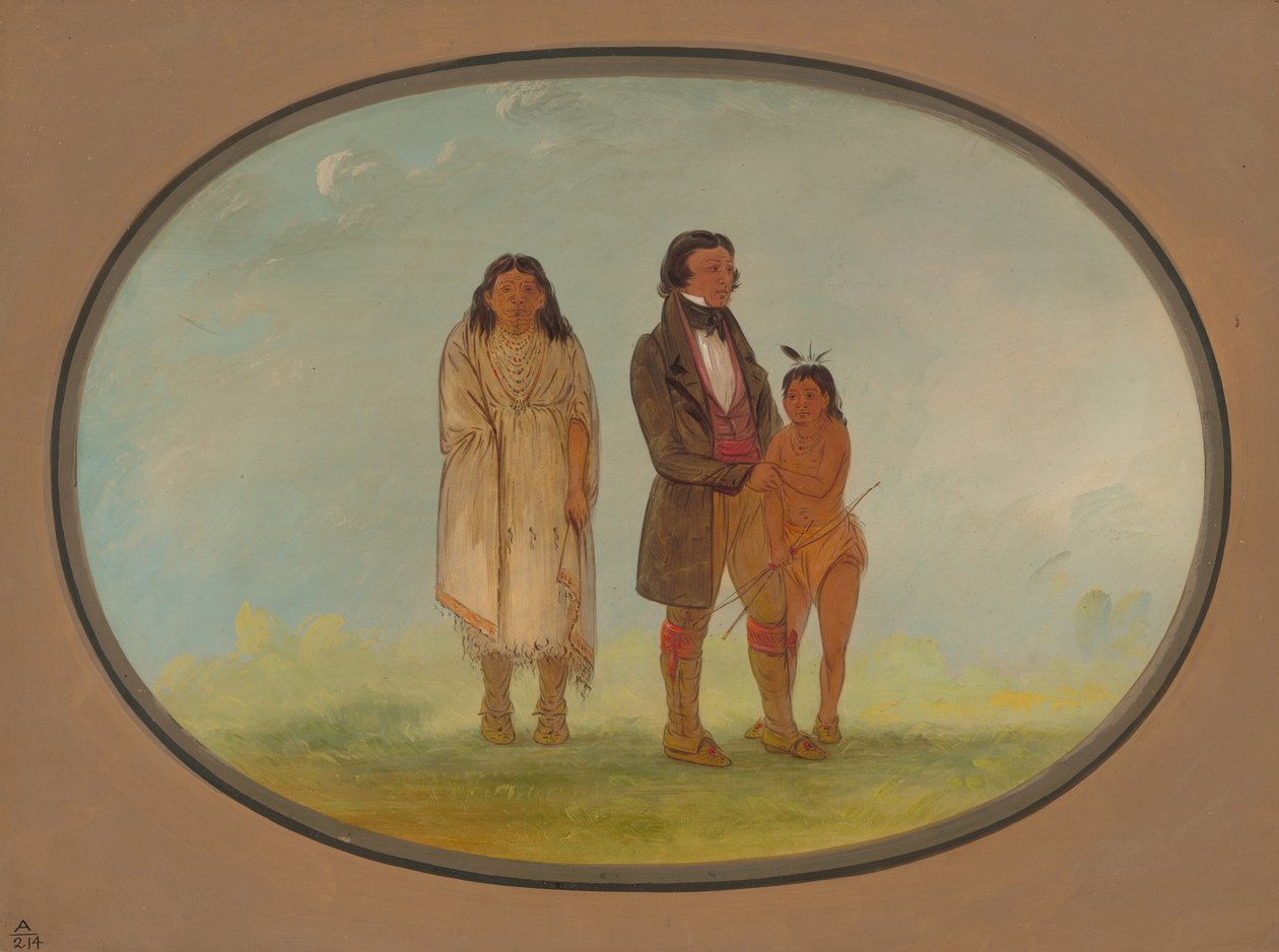 Kaskaskia náčelník, jeho matka a syn, 18611869. od George Catlin