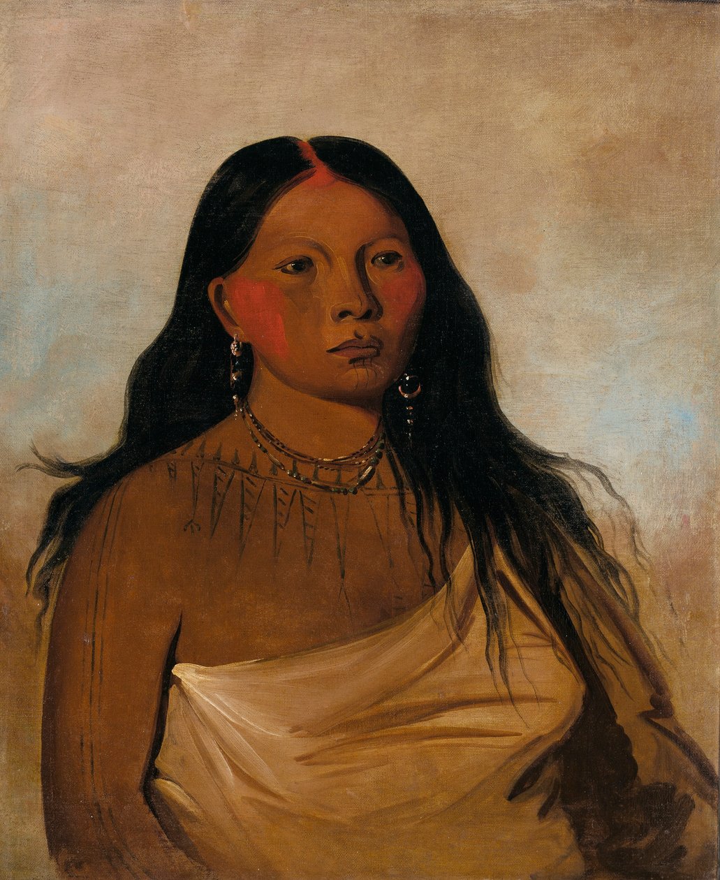 Káh-kée-tsee, Stehna, žena z Wichity od George Catlin