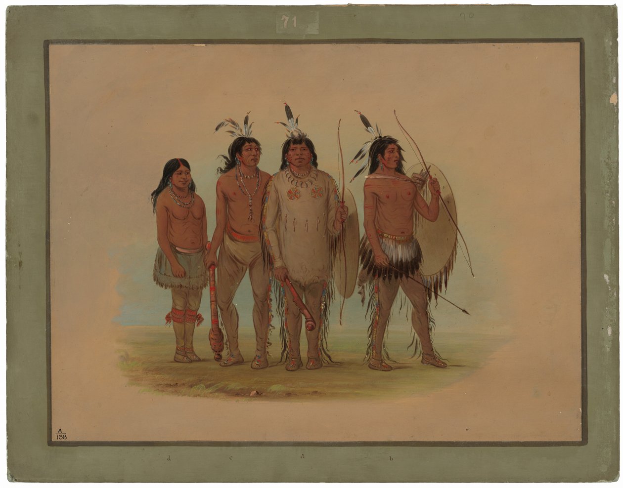 Náčelník Kiowa, jeho žena a dva válečníci od George Catlin