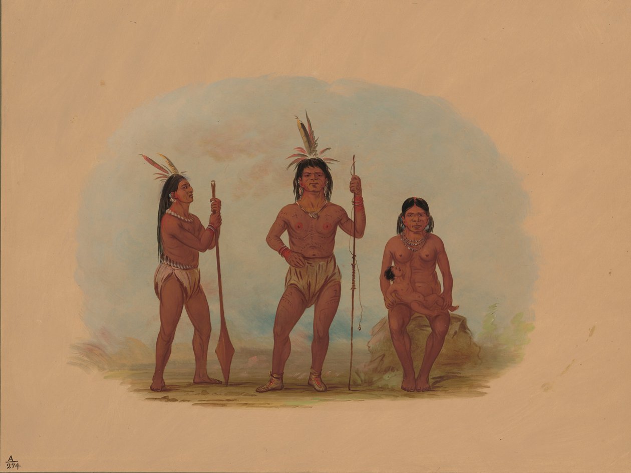 Klahoquaht Chief, jeho manželka a syn, 18551869. od George Catlin