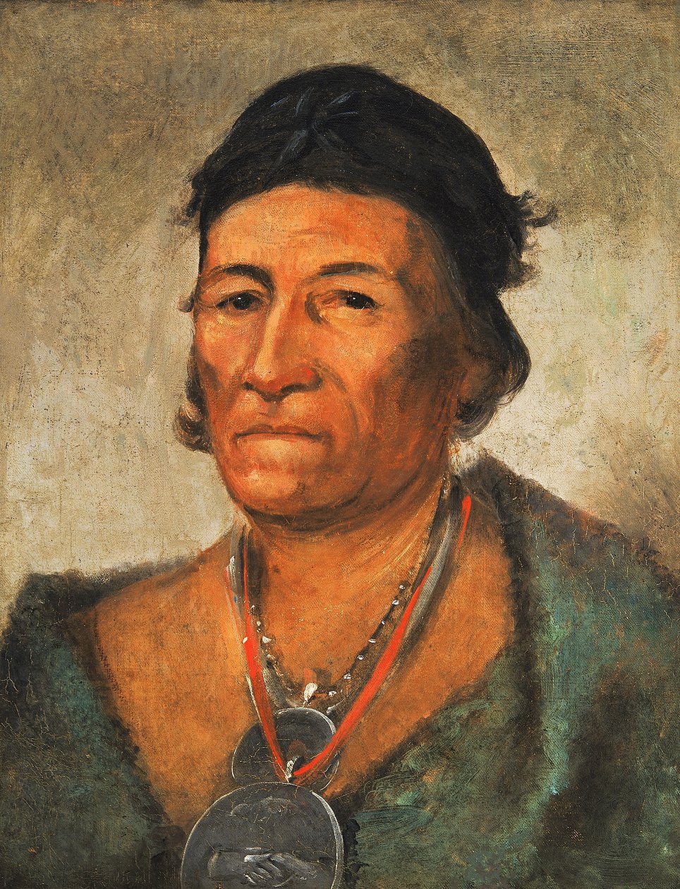 Ko-mán-i-kin, Velká vlna, starý a vážený náčelník, 1831. od George Catlin