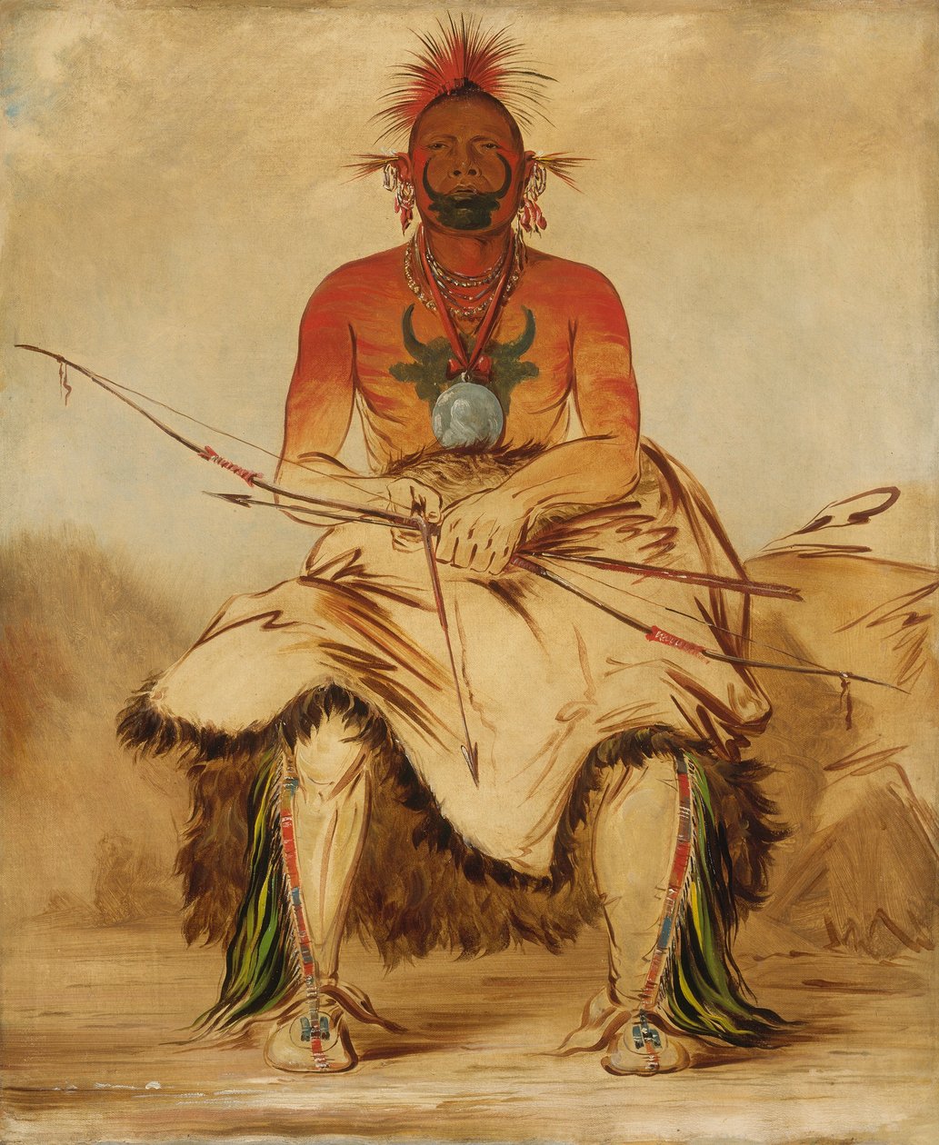La-dóo-ke-a, Bizoní býk, velký paňdurský válečník od George Catlin