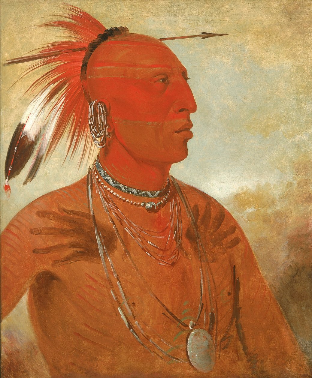 La-wáh-he-coots-la-sháw-no, Statečný náčelník, Skidi (Wolf) Pawnee od George Catlin