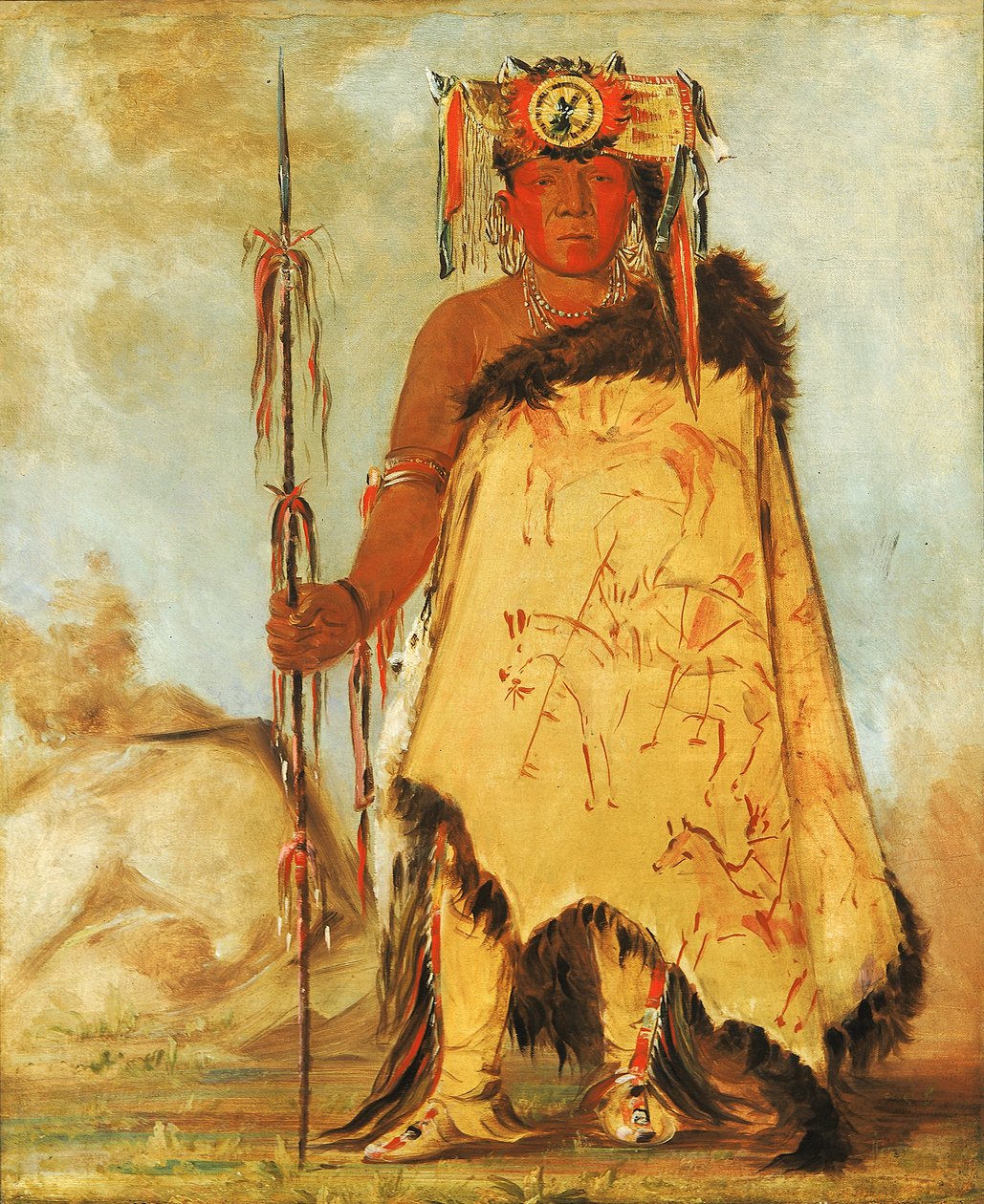 La-wée-re-coo-re-shaw-wee, válečný náčelník a republikán Pawnee, 1832. od George Catlin