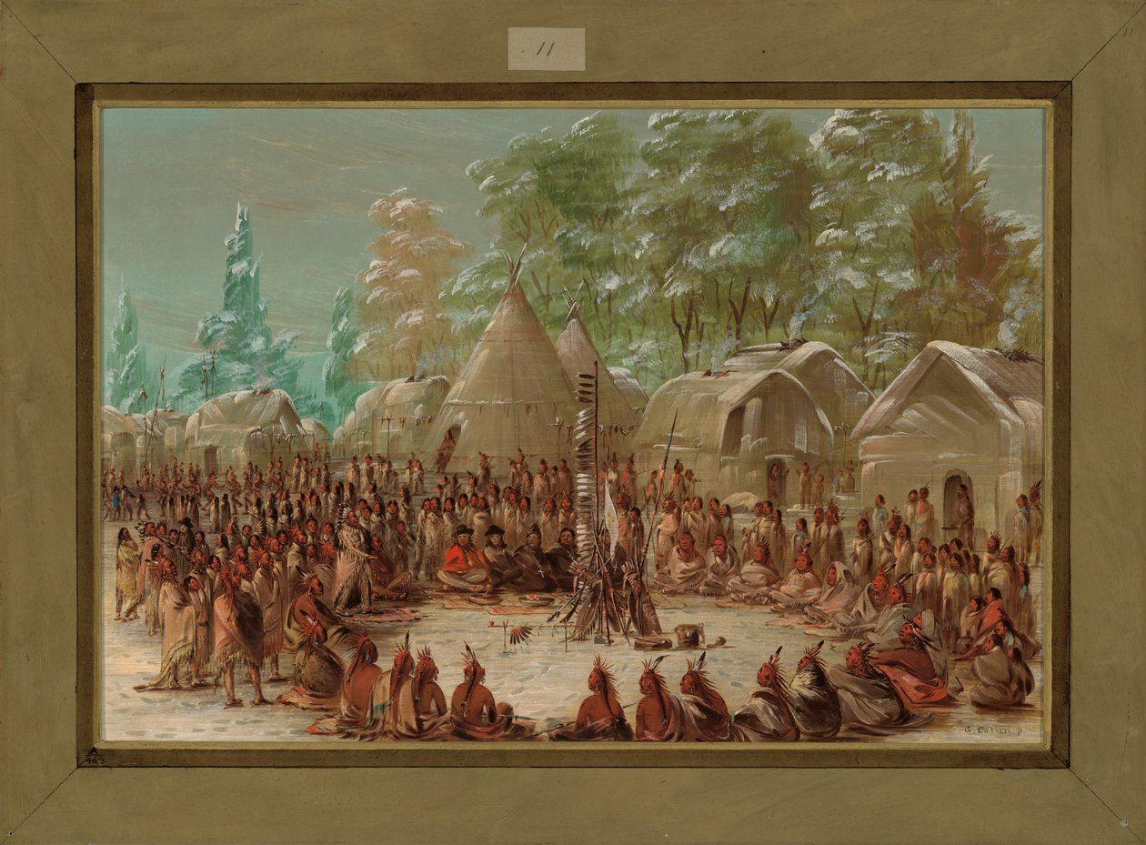 Večírek La Salle se konal v Illinois Village, 2. ledna 1680, 1847-1848 od George Catlin
