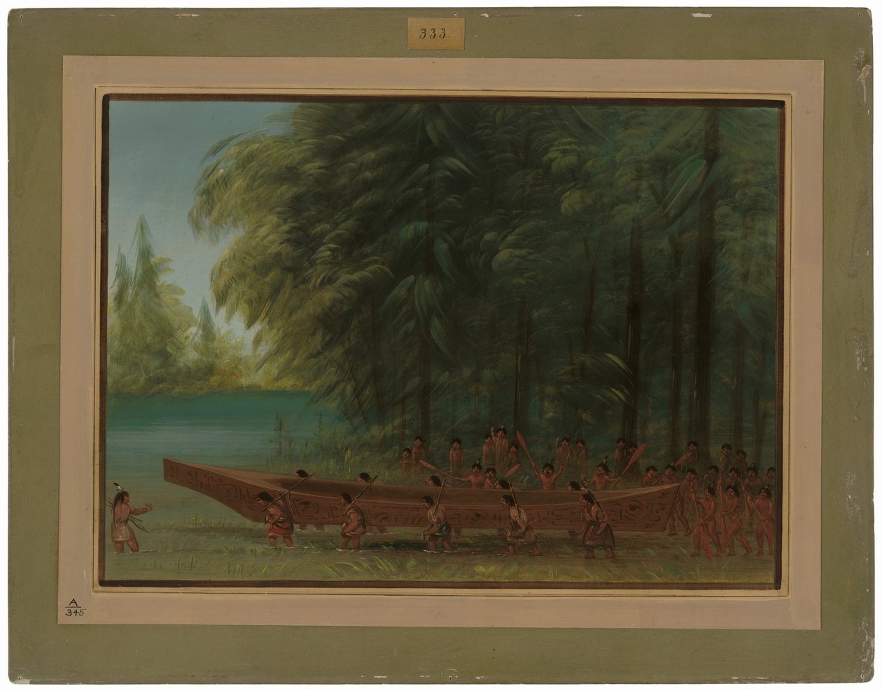 Vypuštění kánoe - Indiáni Nayas od George Catlin