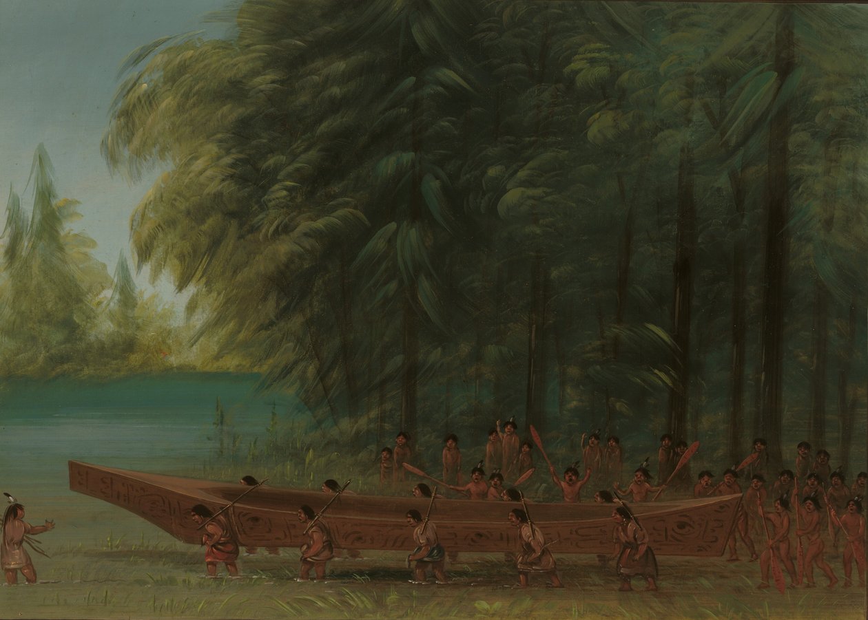 Vypuštění kánoe – Nayas Indians, 18551869. od George Catlin