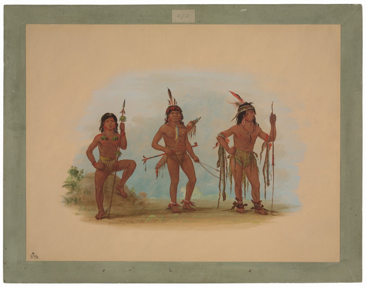 Lengua Medicine Man se dvěma válečníky od George Catlin