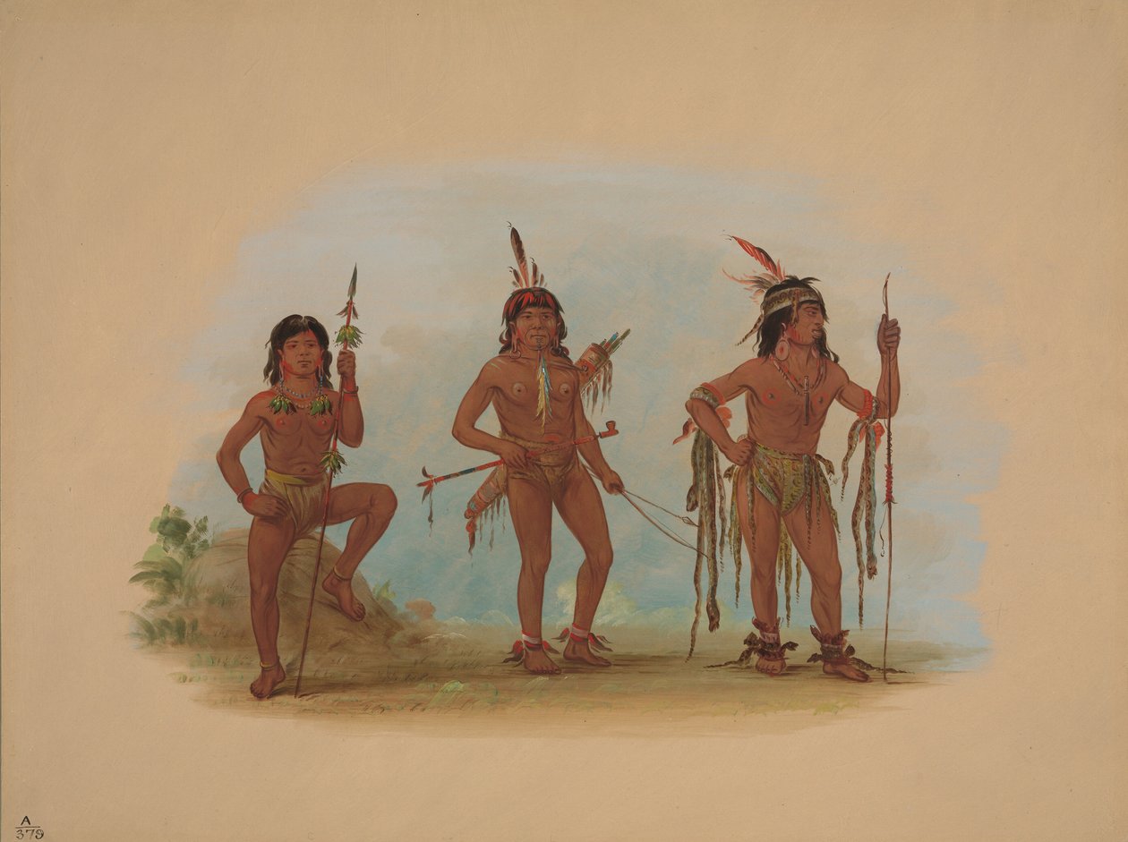Lengua Medicine Man with Two Warriors, 18541869. od George Catlin