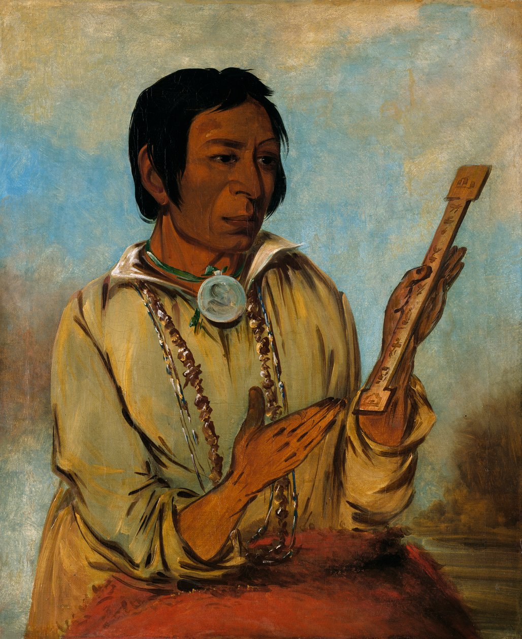 Ma-shee-na, losí rohy, podnáčelník, 1830. od George Catlin