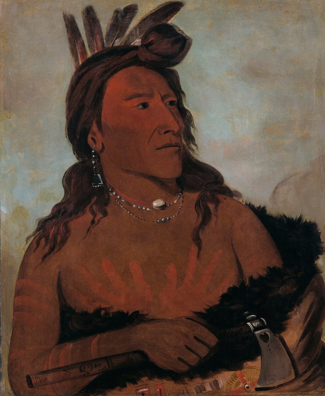 Mah-tó-che-ga, malý medvěd, statečnému Hunkpapovi, od George Catlin