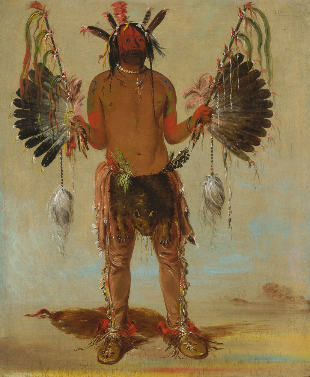 Mah-tó-he-ha, starý medvěd, medicinman, 1832. od George Catlin