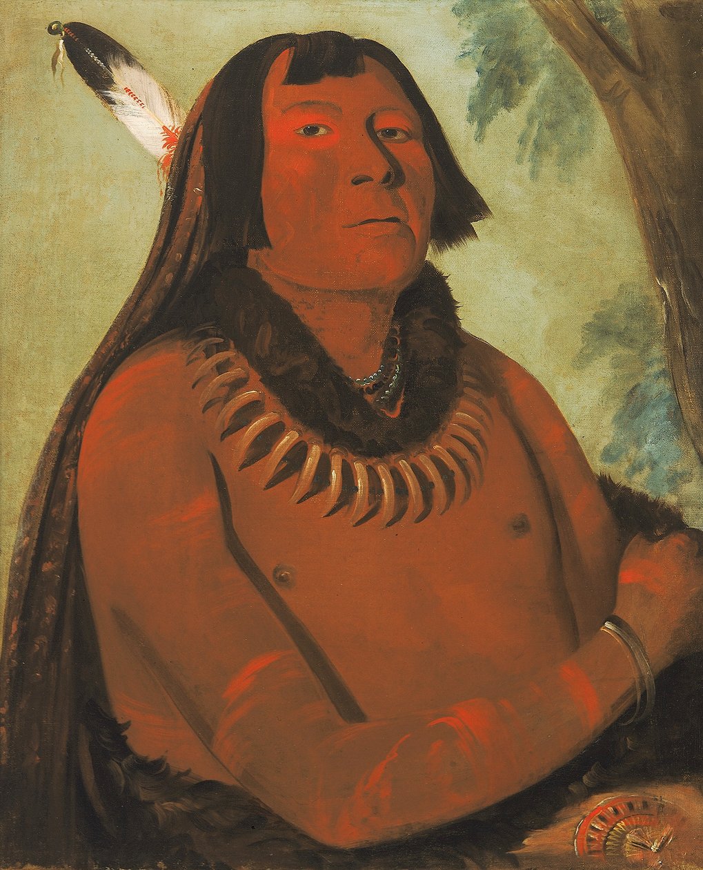 Mah-táhp-ta-a, Spěchá středem, statečný od George Catlin
