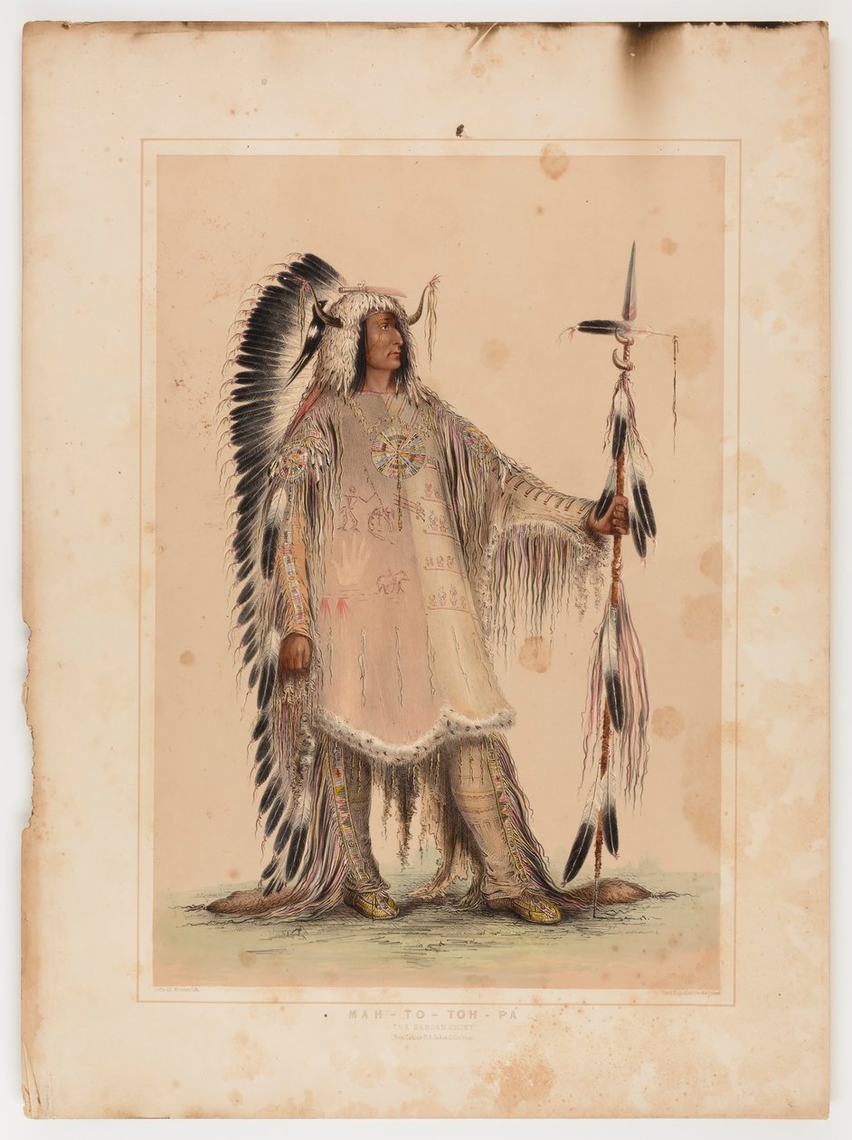 Mah-to-toh-pa, náčelník kmene Mandanů od George Catlin