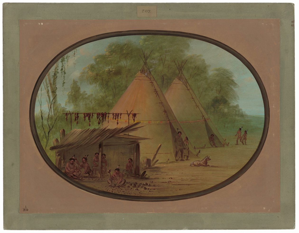 Vytváření Flintových šípů - Apačové od George Catlin