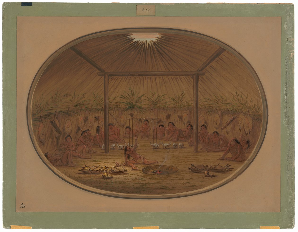 Mandanský obřad - Voda klesá od George Catlin