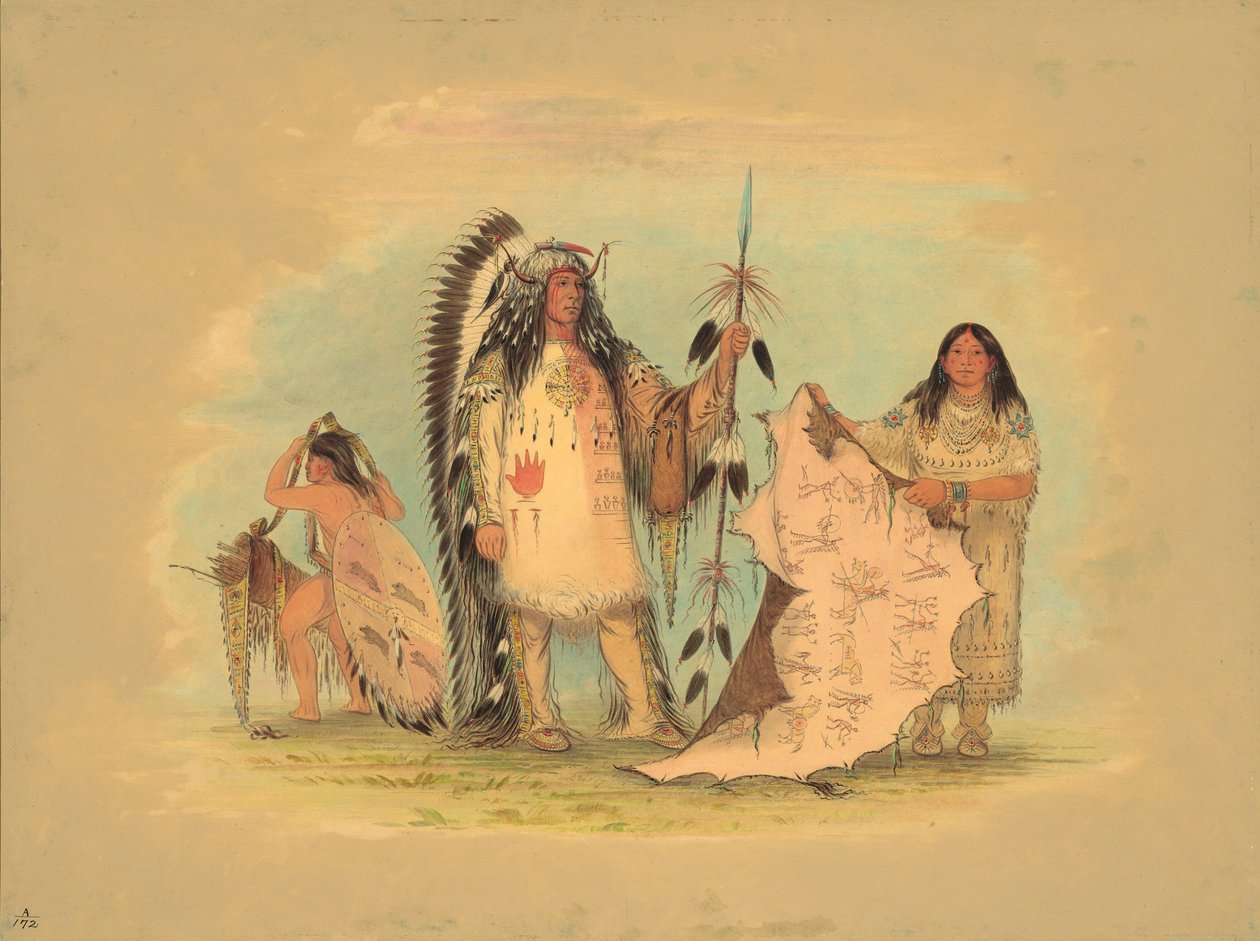 Mandanský válečný náčelník se svou oblíbenou manželkou, 18611869. od George Catlin