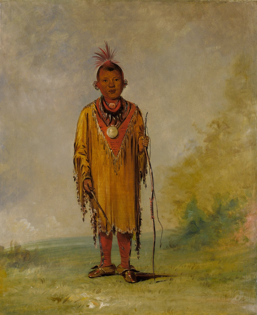 Me-sóu-wahk, Jelení vlasy, oblíbený syn Kee-o-kúk, 1835. od George Catlin