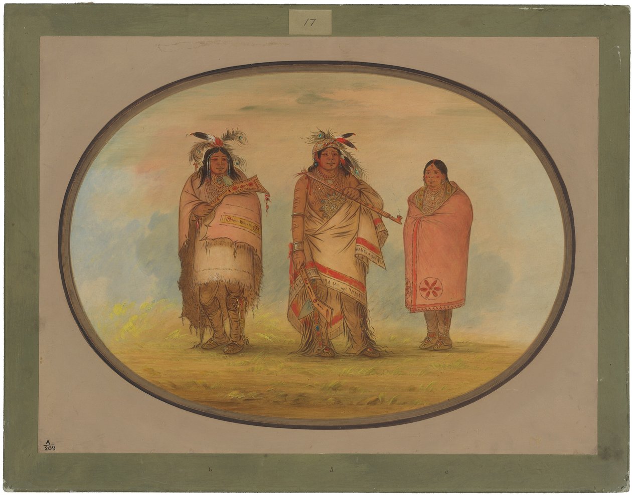 Náčelník Menomonie, jeho žena a syn od George Catlin