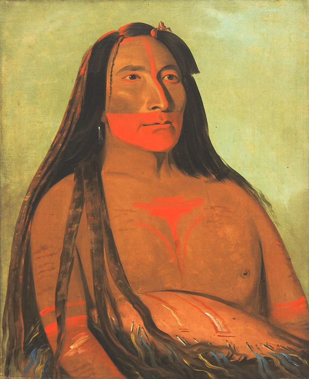 Máh-to-tóh-pa, Čtyři medvědi, druhý náčelník ve smutku, 1832. od George Catlin