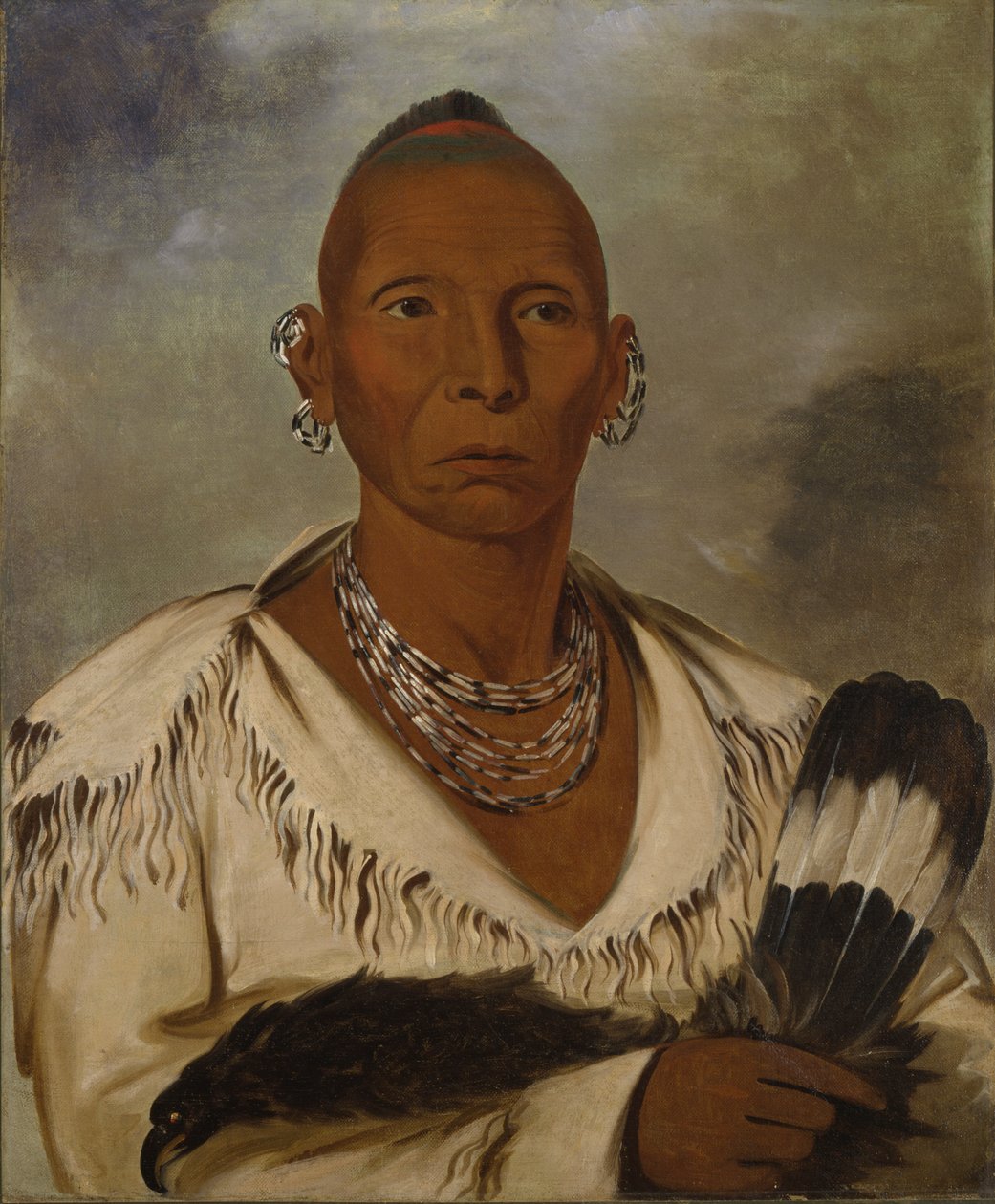 Múk-a-tah-mish-o-káh-kaik, Černý jestřáb, významný náčelník Saců od George Catlin