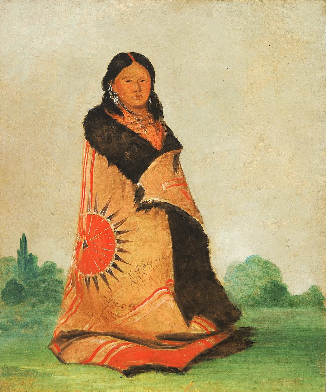 Mong-shóng-sha, Ohýbající se vrba, manželka velkého náčelníka od George Catlin