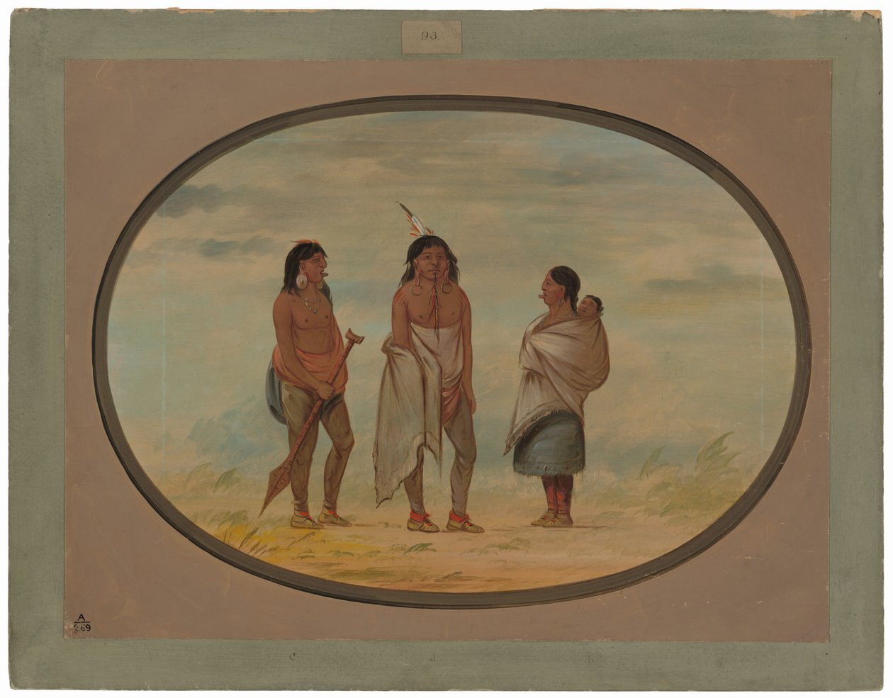 Indiánský náčelník Nayas, jeho žena a válečník od George Catlin